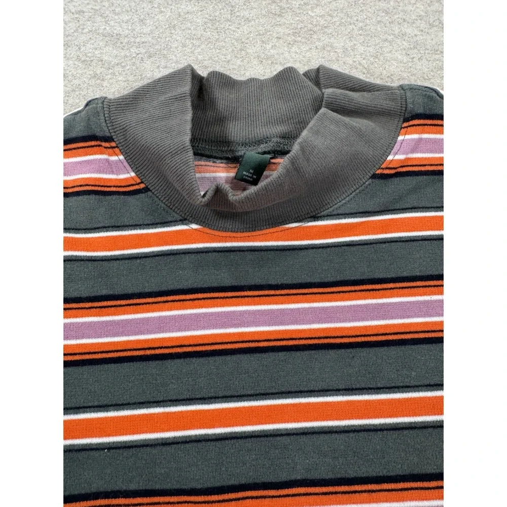 Wild Fable Womens Medium Black Orange Striped Mock Neck Pullover Sweater